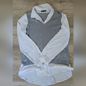 Adrianna Papell Layered Sweater Vest Blouse